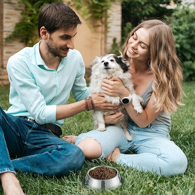 Tanlade 8 Pack Stainless Steel Dog Bowls Metal with Rubber Base Non-Slip Pets Puppy Cats Feeding Food and Water Bowls Dishwasher-Safe for Indoor Small Medium Large Dogs Cats Kitten Rabbit(7 oz)