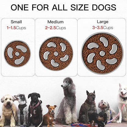Slow Feeder Dog Bowl-1Cup for Small Puppy, Double-Layer 304 Stainless Steel Puzzle Bowl, Anti-Choking for Fast Eaters, Heavy-Duty Non-Slip Base, Dishwasher Safe