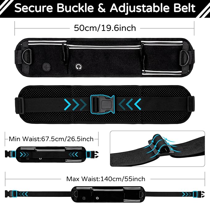 Hands Free Dog Leash with Waist Bag for Large Dog Walking, Shock Absorbing Bungee Leash with Zipper Pouch for Running, Dual Padded Handles & Adjustable Waist Belt