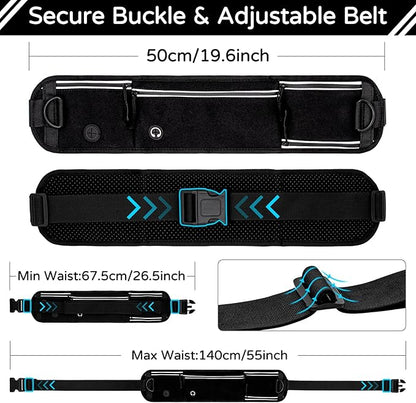 Hands Free Dog Leash with Waist Bag for Large Dog Walking, Shock Absorbing Bungee Leash with Zipper Pouch for Running, Dual Padded Handles & Adjustable Waist Belt