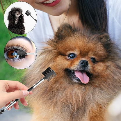 3PCS Pet Grooming Comb, Double-Head Plastic Grooming Comb, Soft Bristles Eye Cleaning Brush for Dogs, Puppies, and Cats, Facial Brush for Gently Removing Tear Stains, Mucus, Crusts, Boogers and Fleas