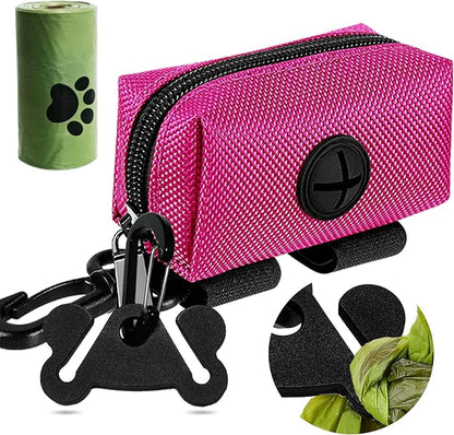 Black and Pink Dog Waste Bag Dispensers - Leash Attachment Dog Poop Bag Holders With Hand Free Holder Carriers