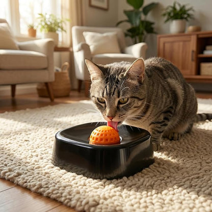 Slow Feeder Dog Bowl with Rolling Ball, Interactive Lick Bowl for Wet Food Water & Treats, Anti-Slip Puzzle Toy for Boredom & Anxiety Relief, for Large Medium Small Dogs (Black)