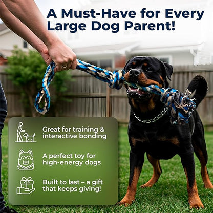 Pacific Pups Products 2 Pack Red & Blue - XL Dog Rope Toy for Aggressive Chewers - Benefits Non-Profit Dog Rescue - Tug of War Dog Toy, Dog Toys for Large Dogs Tough Dog Toys for Aggressive Chewers