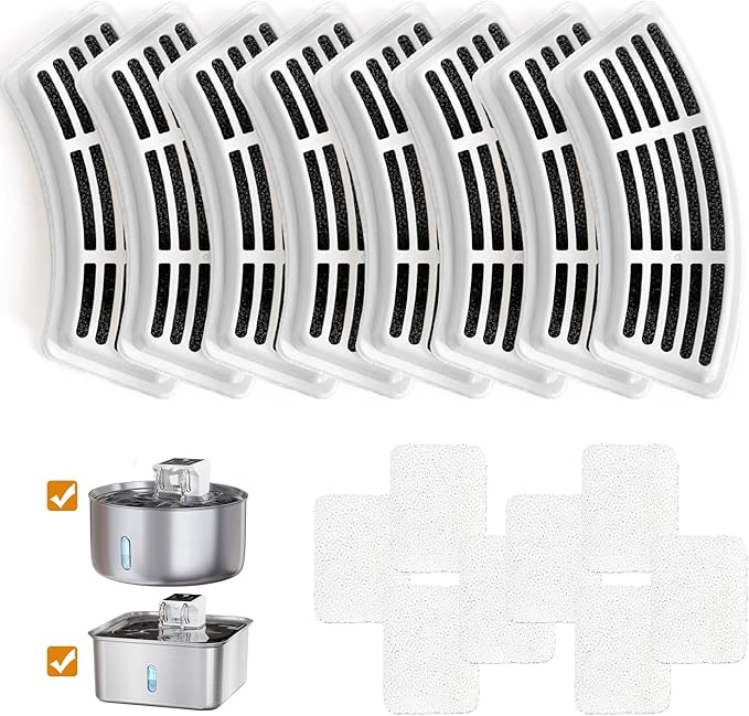 Wireless Dog Water Fountain - Dog Water Bowl Dispenser, 7L/236oz Large Capacity Stainless Steel Cat Fountain with Motion Sensor, Auto Water Dispenser for Multi-Pet Home (8 Filters+8 Sponges)