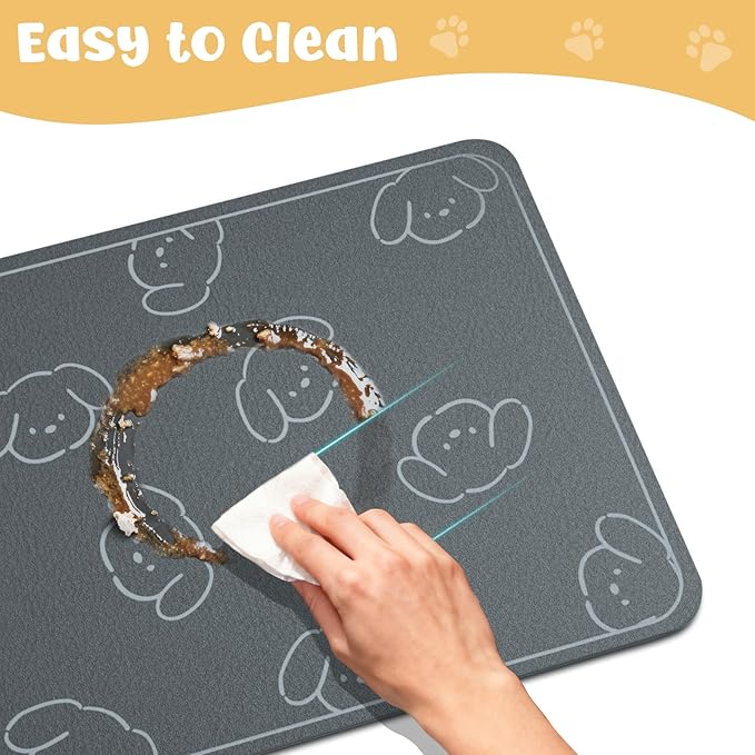 Dog Food Mat, Diatom Ooze Cat Water Mats Non Slip for Floors Waterproof and Water Absorption, Easy to Clean-Dog (12" H*15.5" L)