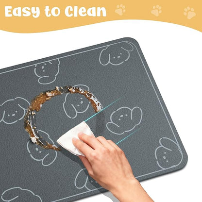 Dog Food Mat, Diatom Ooze Cat Water Mats Non Slip for Floors Waterproof and Water Absorption, Easy to Clean-Dog (12" H*15.5" L)