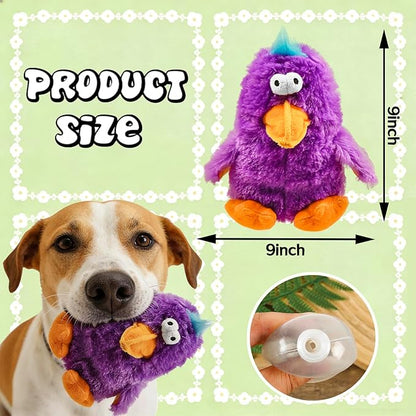 Squeaky Dog Toys Durable Stuffed Bird Dog Toys with Unique Squeak Sounds to Keep Dogs Busy, Cute & Funny Interactive Puppy Chew Toys for Small, Medium and Large Dogs(Purple Parrot)