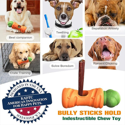 KADTC 2 in 1 Extra-Large Size Durable Dog Bully Stick Holder and Indestructible Carrot Bone Chew Toy for Medium/Large Aggressive Chewers Breed Dogs