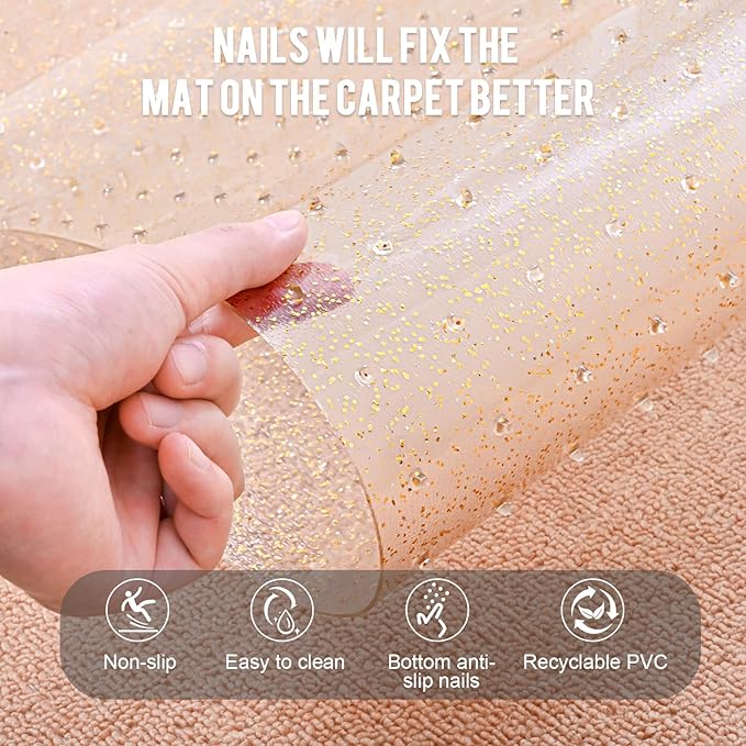 Uross Carpet Protector for pets - Cat Carpet Protector for Doorway, Anti Scratch Under Door Cat Scratch Protector Mat, Easy to Cut Plastic Carpet Scratch Stopper, Cat Scratch Guard Carpet 3.6FT-Golden