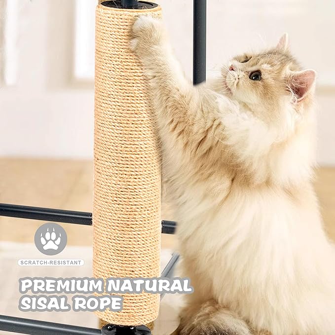 Large Cat Hamock Bed with Scratching Post – Multi-Level Cat Tree with House Condos & Ladder for Indoor/Outdoor Use+Grey/Two-Tier