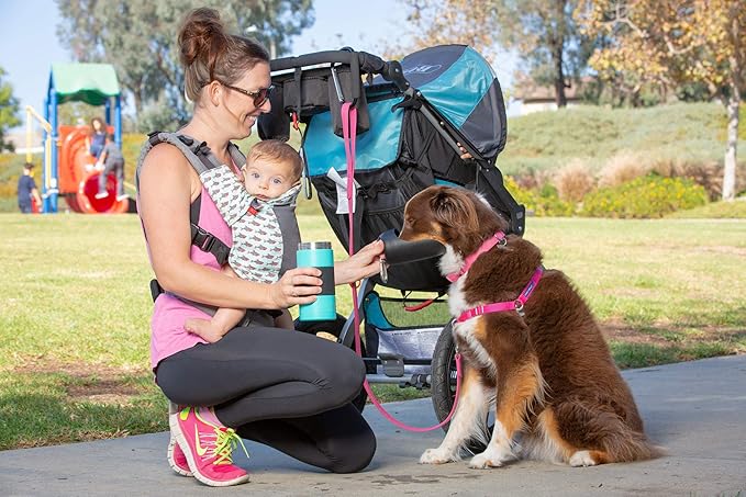 PetFusion Portable Dog Water Bottle & Dispenser (New-Large 22oz Dispenser) Insulated 2 Wall Stainless Steel- Optimal Cool Water Temp - Dog Travel Bottle