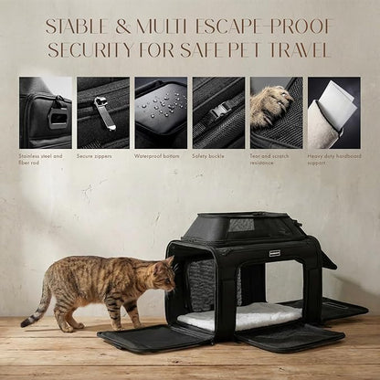 Top-Expandable Pet Carrier with Treat & Pet Window,18x11x11 Inch Delta American United Airline Approved,Soft-Sided Dog Carrier for Small Dogs and Cats,Travel Cat Carrier with Locking Safety Zippers