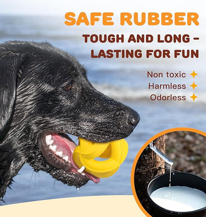 Interactive Dog Toys for Aggressive Chewers - Natural Rubber Durable Dog Toys to Keep Them Busy, Safe for Most Breeds, Dog Chew Toy for Anxiety Relief, Fetch Training, Hand/Machine Washable, Lemon
