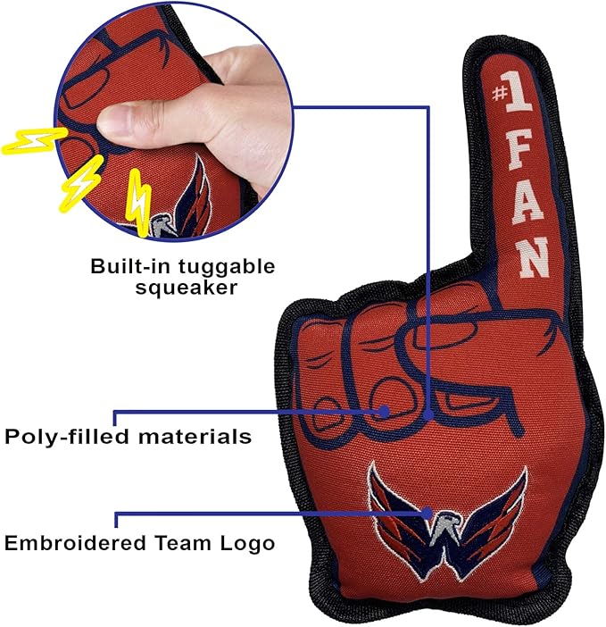 Pets First NHL Washington Capitals #1 Fan Toy for Dogs & Cats. Best Tough PET Toy with Inner Squeaker. Number One Premium Dog Toy for Strongest Chewers & Sports Fans, One Size