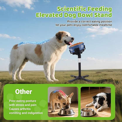 Elevated Dog Bowls for Large and Extra Large Dogs,Adjustable Width Dog Bowl Stand for 5.5-9.5" Wide Bowls,Food and Water Feeder,Single Holder with Tilted Height Adjust 12.4''-18.9'' (1 Pack)