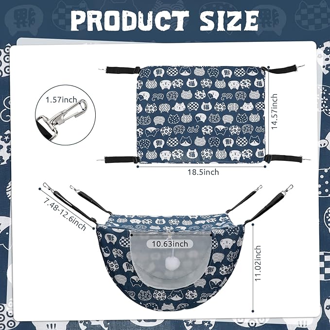 Unittype 2 Pieces Cat Cage Hammock Hanging Pet Bed Double Layer Soft Plush Hanging Pet Comfortable Hammock Bed for Indoor Kitten Ferret Hamster Rabbit or Small Animals, 2 Styles(Plaid)