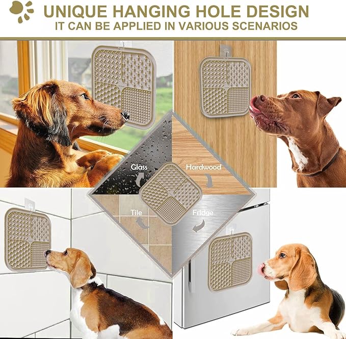 Licking Mat for Dogs & Cats with Suction Cups, 1 Pack Square Dog Slow Feeder Lick Pat for Anxiety Relief and Boredom, Dog Toys to Keep Them Busy, Pets Grooming Training Bathing Mat