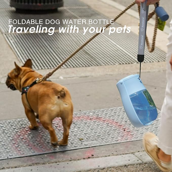 Foldable Dog Water Bottle, Leak-Proof Portable Water Dispenser with Travel Bowl, 10oz for Small Dogs, Cats, Puppies on Walks, Hiking & Travel, Dishwasher Safe Pet Supplies