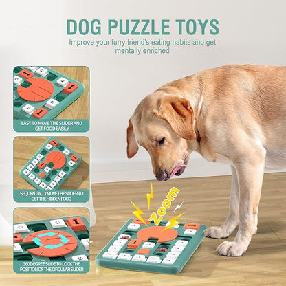 Dog Puzzle Toys,Interactive Treat Puzzle Dog Toy for IQ Training & Mental Stimulating,Treat Puzzle Dispensing with Squeaky Design for Large Medium Smart Dogs