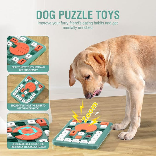Dog Puzzle Toys,Interactive Treat Puzzle Dog Toy for IQ Training & Mental Stimulating,Treat Puzzle Dispensing with Squeaky Design for Large Medium Smart Dogs