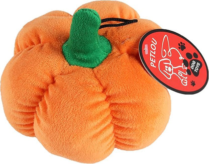 Pet Lou Pumpkin Plush Dog Toy, Durable Squeaky Dog Chew Toy for Soft Chewer, Puppies and Small Dogs, Soft Stuffed Plush, Orange, 8 Inch, 1 Count