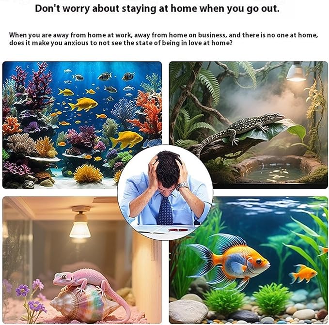 Aquarium Camera,2K HD Terrarium WiFi Pet Camera,140° Wide-Angle,Anti-Glare & Anti-Reflection,Night Vision,Two-Way Audio,AI-Powered Detection,24/7 Recording for Fish Reptiles Window Security Monitoring