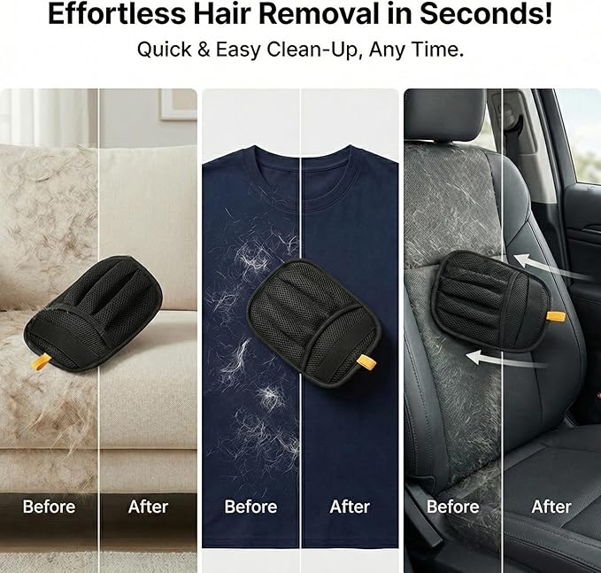 Lispin Pet Hair Removal Glove for Cats & Dogs, Upgraded Five-Finger Electrostatic Pet Hair Glove, Reusable Magic Brush Pet Hair Remover Tool for Laundry, Couch, Carpet, Car Seat(2 Pack)
