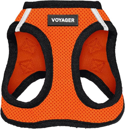 Best Pet Supplies Voyager Step-in Air Harness - All Weather Mesh, Reflective, No Pull Harness for Dogs, Cats - Secure with Hook & Loop Fastener, Buckle, Double D-Rings - Orange/Black Trim, XXXS