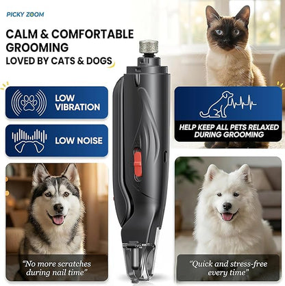 2-in-1 Dog & Cat Nail Clippers and Grinder with Light – Safety Guard to Avoid Overcutting, Sharp Blade, Painless Quiet Pet Nail Claw Trimmers, Professional Grooming Tool for Large Small Pets