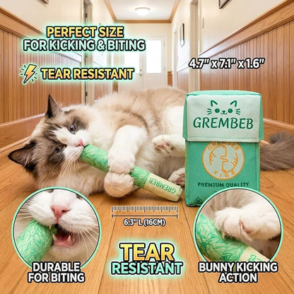 Cat Toys Kitten Catnip Chew Indoor Cats Stick Toy Gifts Filled with 45000mg A+ 100% Organic Catnip Teething Interactive Kitty Kicker Self Play Plush Stress Relieve Dental Care
