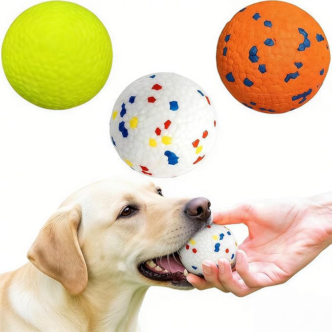 Indestructible Dog Ball, Durable Dog Balls for Aggressive Chewers, 2.4" Durable Teething Chew Toys, Interactive Fetch Ball for Medium/Small Dogs