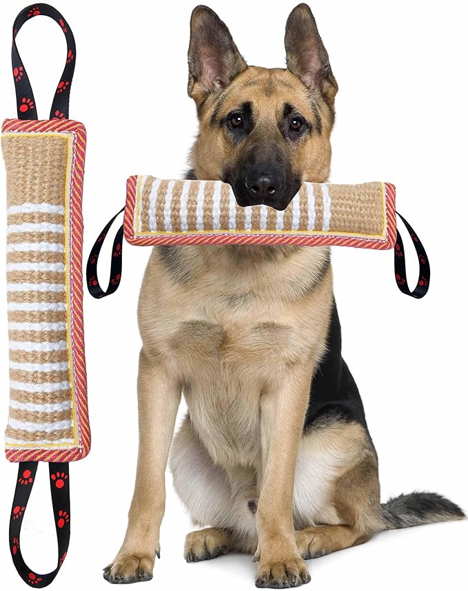 Clysoru Dog Tug Toy Tough Jute Bite Pillow Lasting Training Equipment Puppy to Large Dogs Interactive for Large and Small