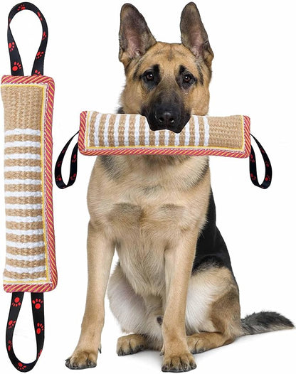 Clysoru Dog Tug Toy Tough Jute Bite Pillow Lasting Training Equipment Puppy to Large Dogs Interactive for Large and Small