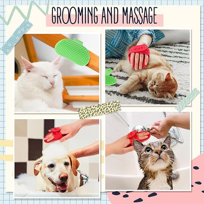 Maxdot 8 Pcs Cat Self Groomer Brush Adjustable Rubber Cat Combs for Indoor Corner Kitten Face Scratcher Massager Bathing Brush, 4 Colors