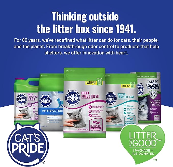 Cat's Pride Max Power: UltraClean Low Tracking Multi-Cat Clumping Litter - Keeps Paws & Home Clean - Up to 10 Days of Powerful Odor Control - 99% Dust Free - Fresh Scent, 15 Pounds