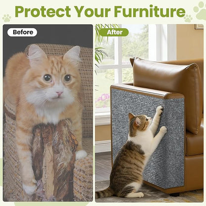 Cat Scratch Couch Furniture Protector, 78.7" x 15.8" Cat Scratcher Pad Deterrent from Cats Claws Scratching, DIY Sisal Carpet Cat Proof Couch Cover Replacement for Indoor Sofa, Wall, Door, Light Grey