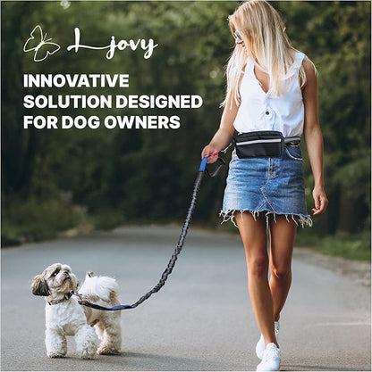 Hands Free Dog Leash with Waist Belt & Large Zipper Pouch, Waist Leash for Dog Walking, Running & Hiking, Reflective Stitching & Dual Padded Handles, Ideal for Medium to Large Dogs (25–125 lbs)