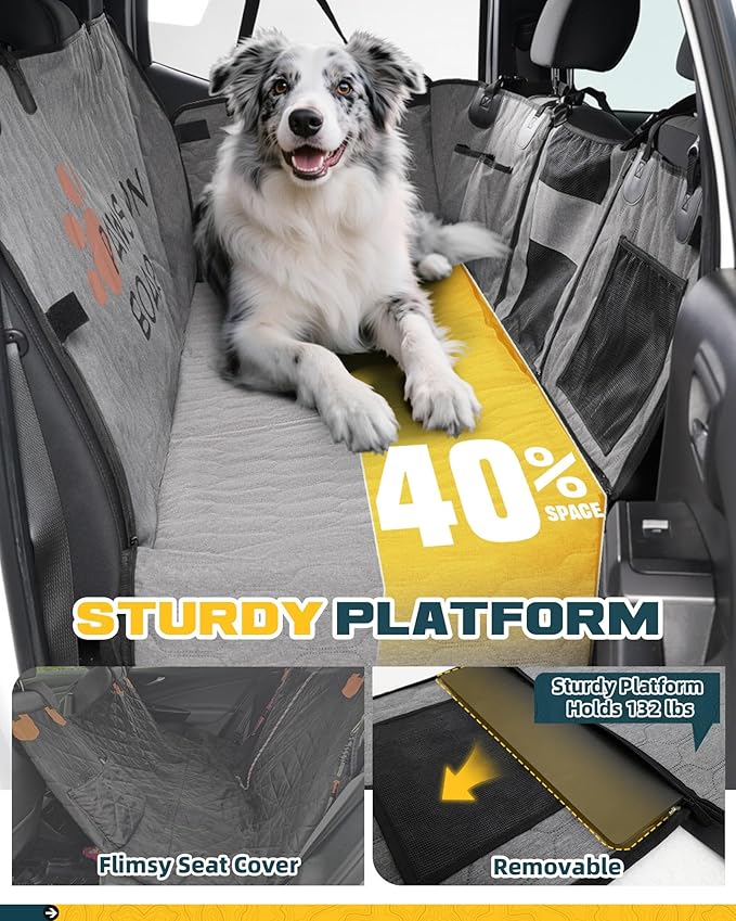 Trumgeta Medium Back Seat Extender for Dogs, Hard Bottom Platform for Cars, SUVs & Mid-Size Trucks, Waterproof – Rigid Back Seat Cover for Dogs