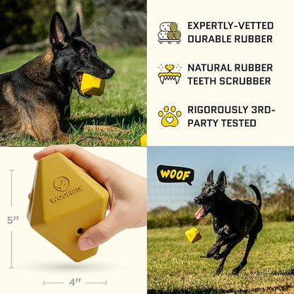 Virtually Indestructible Diamond Dog Toy - Lifetime Replacement - Tough, Durable Chew Toy for Aggressive Chewers - Safe Non-Toxic Natural Rubber - Chew, Tug, Fetch - Med/Large Breed - 5"x4"
