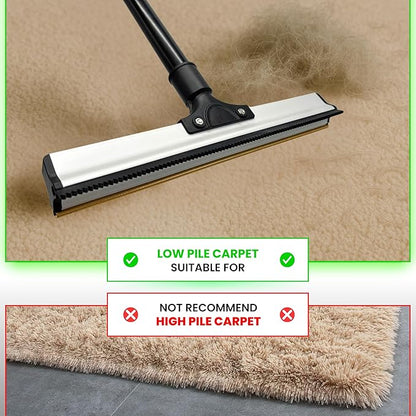 2025 Dual-Edge Carpet Rake for Pet Hair Removal & Fluffing Matted Carpet – 61" Adjustable Handle, Deep Clean Dog & Cat Hair Remover, Reusable Scraper for Rugs, Low Pile Carpet, Couch & Stairs (Set 3)