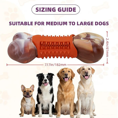 Tough Dog Toys for Aggressive Chewers,Teeth Cleaning and Training Dog Chew Bone for Medium Large Breed,Dog Bones for Heavy Chewers,Nylon and Rubber Chew Toy,Bone Shape