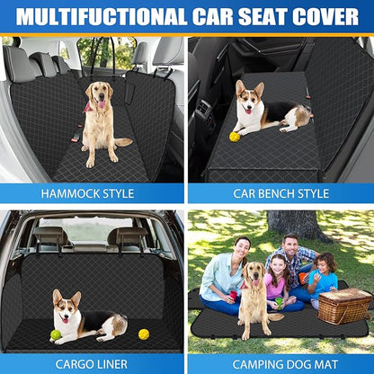 Dog Car Seat Cover for Back Seat with Storage Pocket Dog Hammock Protects Against Dirt Seat Covers for Cars Scratch Prevention Fits for SUVs and Trucks 54"x 58", Black