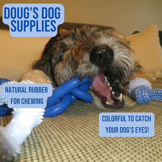 Doug's Dog Supplies Chain Link Tug Toy, Tug Toys for Dogs, Rubber Chain Toy for Tug of War (Blue)