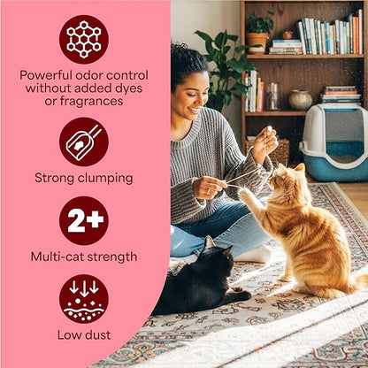 Fresh Step Advanced Simply Unscented Multi Cat Clumping Cat Litter, Low Dust, Odor Control with Activated Charcoal Tech, Compatible in Automatic Litter Boxes, 18.5 lb.