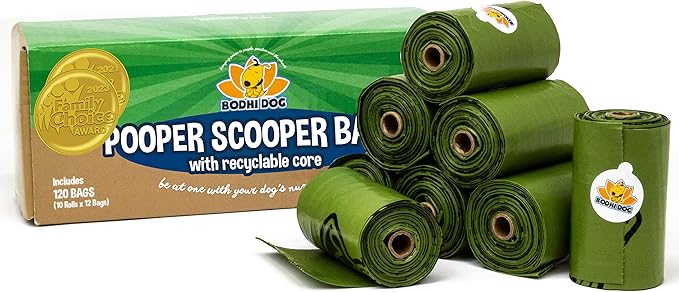 Bodhi Dog Pooper Scooper Bags with Core - 120 Thick Leak-Proof Pet Waste Bags, Fits Standard 6-Inch Scoops, Durable & Easy to Use for Dogs, Suitable for Pet Waste Cleanup