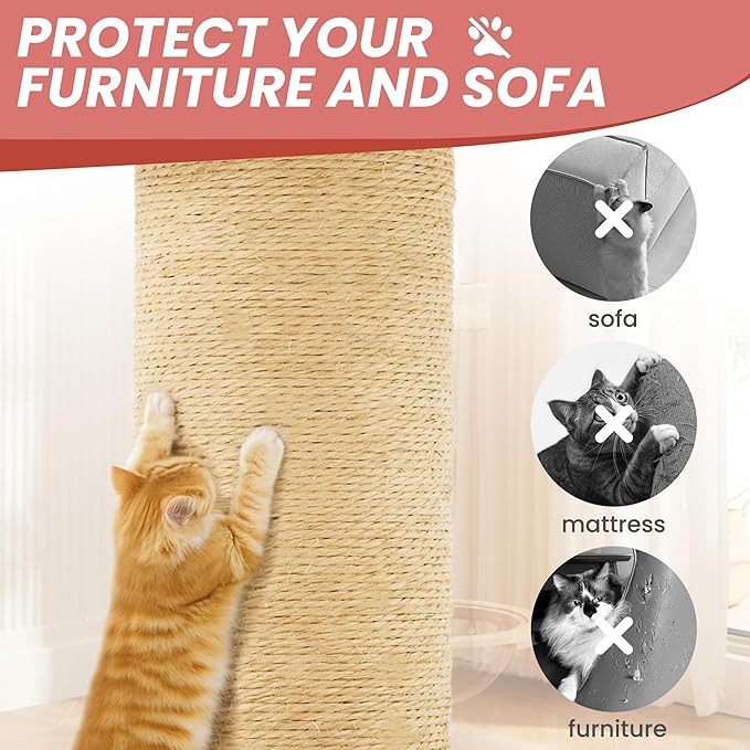 58in Large Cat Tree Tower for Indoor Cats with Soft Plush Hang Ball, Two Condos, Sisal Scratch Posts & Rope Play for Kittens/Adult Cats, Pink