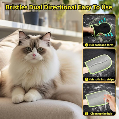 YS&JJFZ 2 Pcs Pet Hair Remover Gloves for Cats & Dogs,Newly Upgraded Reusable Electrostatic Pet Hair Gloves， Pet Hair Remover Tool for Clothing, Couch, Carpet, Car Seat