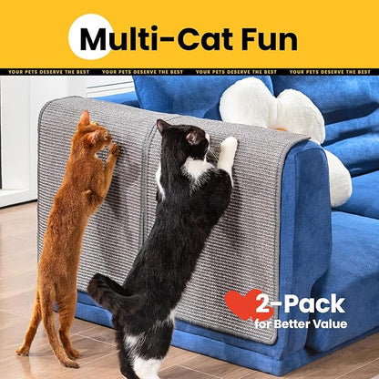 Cat Scratcher Mat,Natural Sisal Cat Scratch Pad with Hook&Loop Tape,Horizontal Floor Kitty Scratching Pads Rug for Indoor,Cat Furniture Protector for Couch&Carpets&Sofas, Medium, Grey, 2 Pack