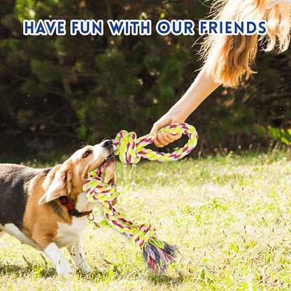 [3 Pack] Christmas Dog Rope Toys for Large and Medium Aggressive Chewers, Nearly Indestructible Rope Chew Toys, Heavy Duty 100% Cotton Tug of War Dog Toy for Boredom, Teeth Cleaning